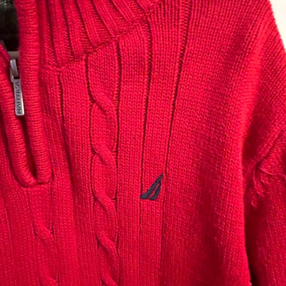 Nautica Boys Red quarter zip pullover sweater, size 7. Like new condition. - Picture 3 of 5
